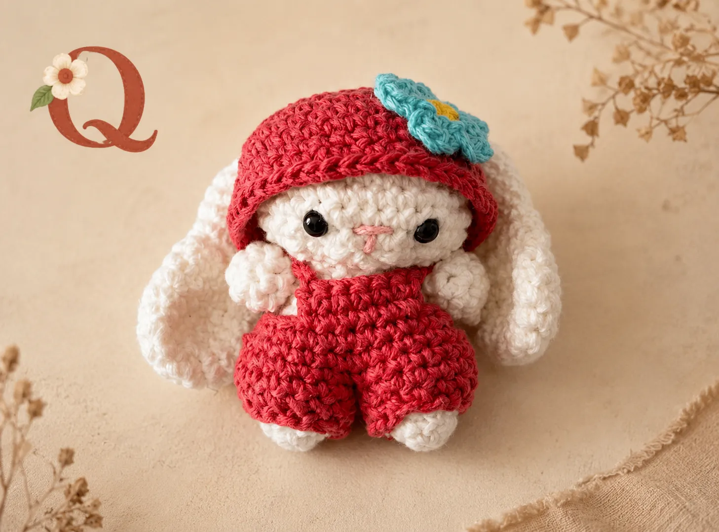 Conejo con overol a crochet